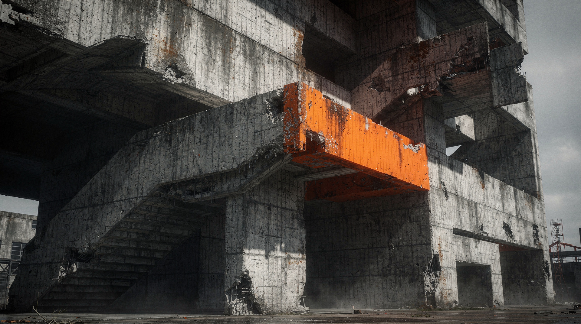 Concrete / Orange — brutalist kinetic